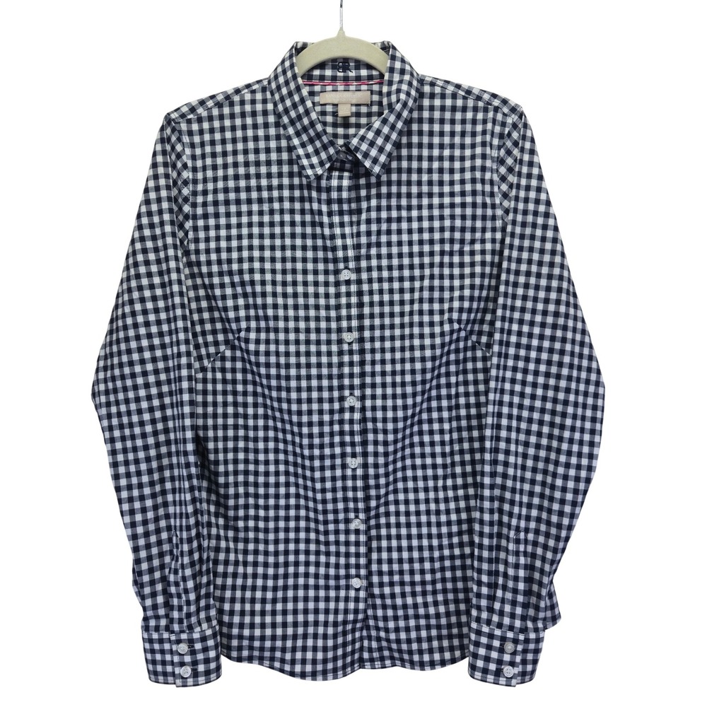 Banana Republic Non Iron Fitted Gingham Check Button Down Shirt Womens 12 Preppy